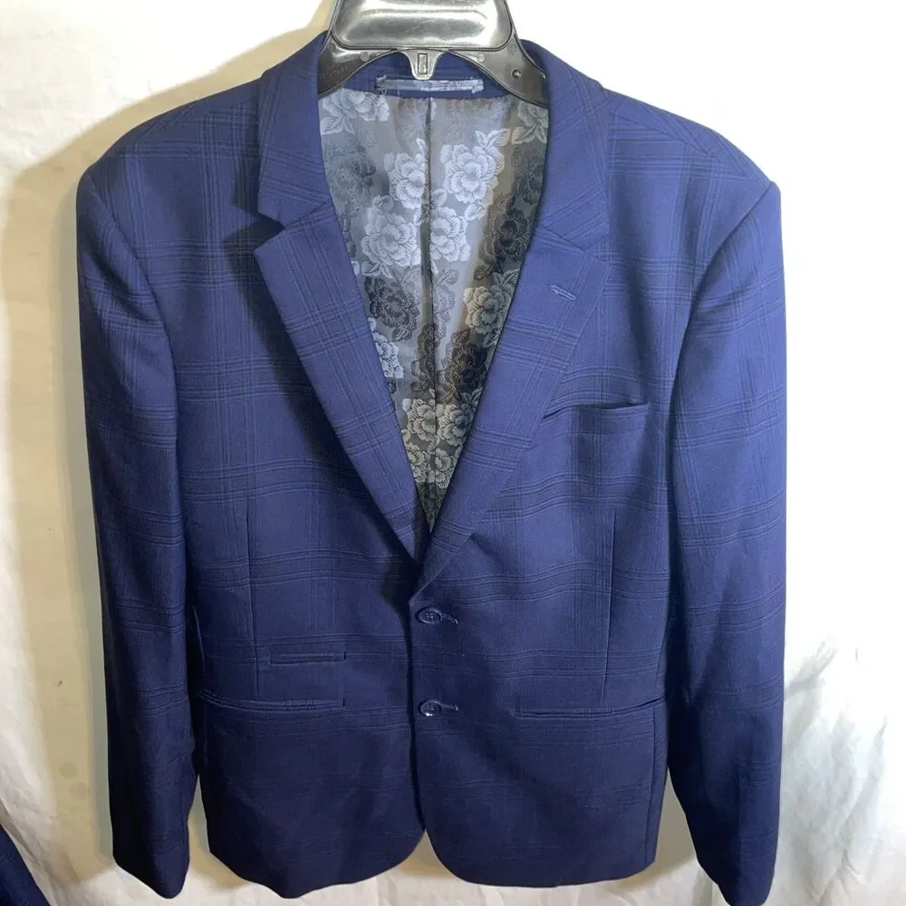 Alberto Cardinali Men’s 2 Piece Suit Size 40L Navy Blue Business Formal City
